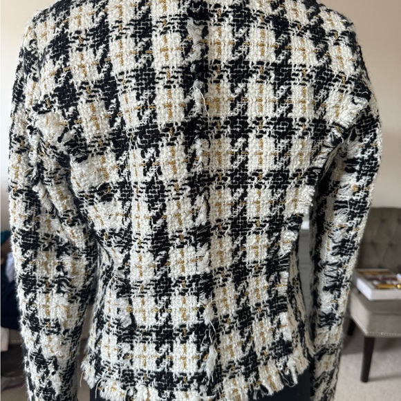 NWT House of Harlow XS - Stunning Black White and Metallic Tweed Blazer - Picture 3 of 4